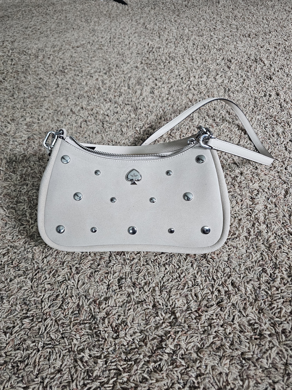 kate spade Cream Mini Studded Shoulder Bag